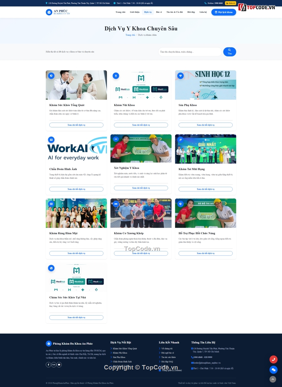 website phòng khám,source code php mysql,quản lý phòng khám,website y tế,đặt lịch khám online,admin quản trị php